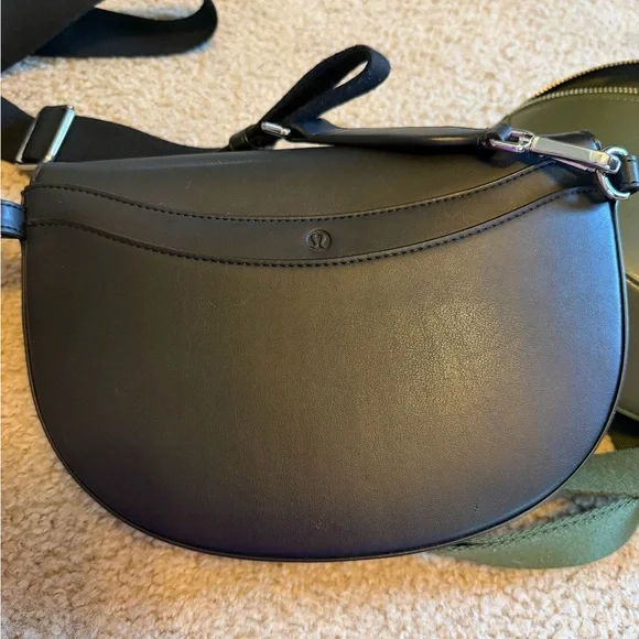 lululemon Cactus material Black Crossbody Crescent Bag with Silver Hardware - Picture 5 of 5